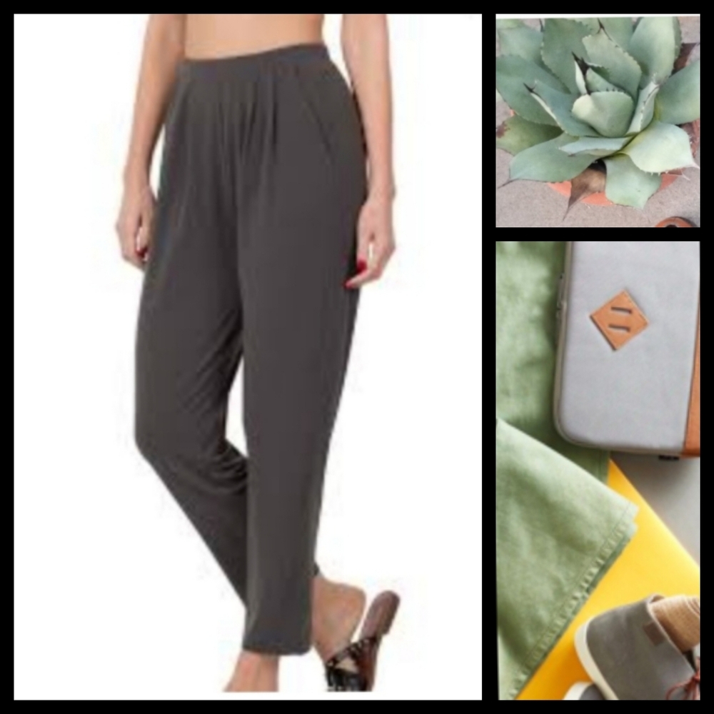 Eileen Fisher Cotton/Spandex Pull On Lounge GRAY Pants Size Small▪